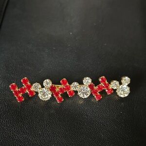 Vintage Christmas‎ Red and Gold Crystal Mickey ears brooch